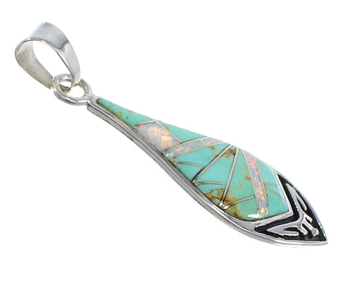 Turquoise And Opal Genuine Sterling Silver Pendant VX54894